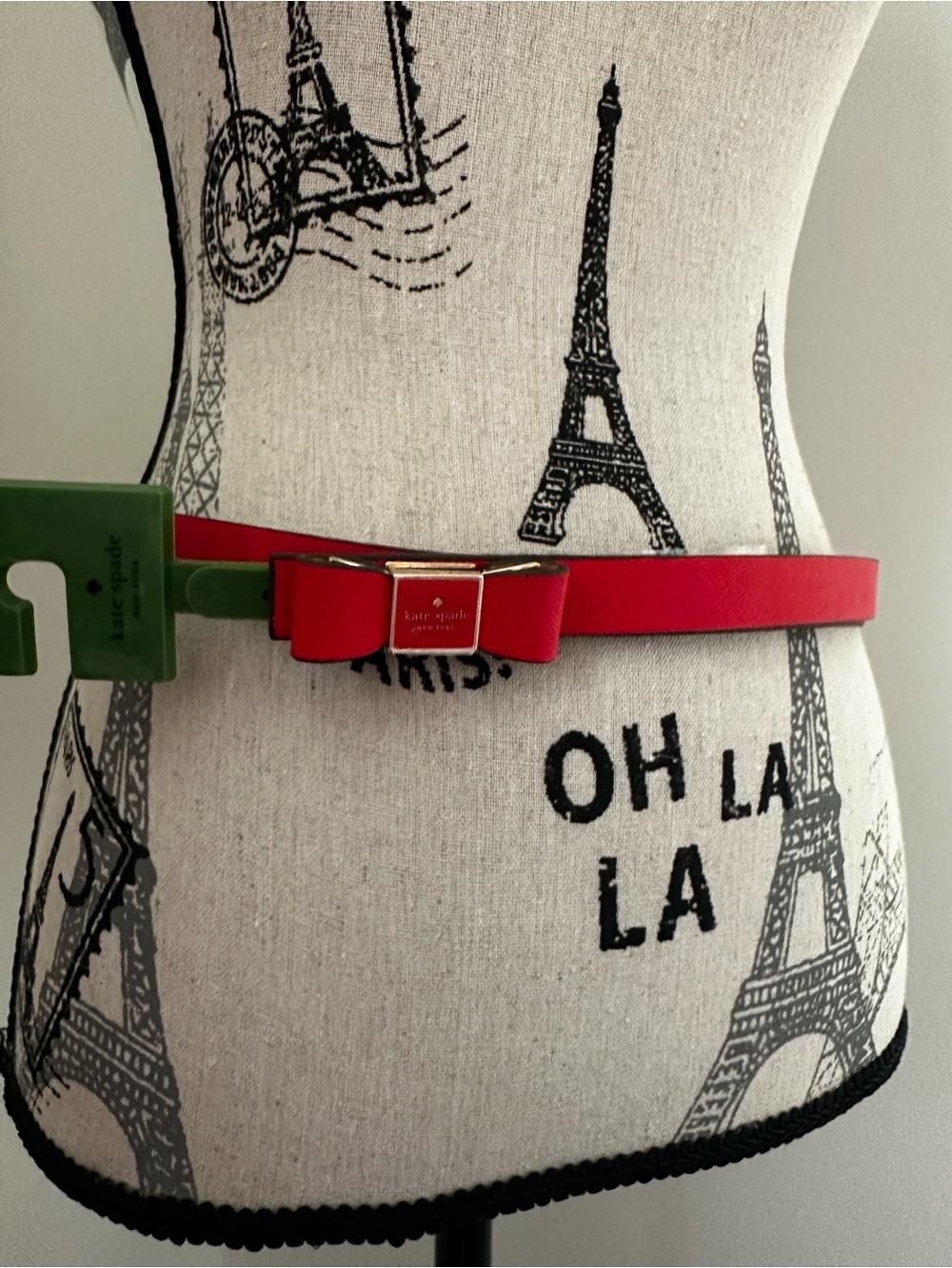 Kate Spade Large 39" Red Bow Logo Buckle Belt